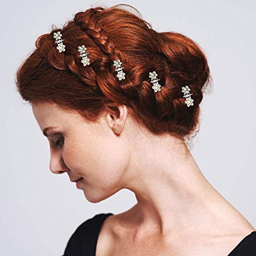 Mini Glitter Teeth Rhinestone Flower Hair Accessories - No-Slip Grip Metal Jaw Clamps in Mix Colors for Girls Women (Silver-White Crystal) - color: Silver-White Crystal