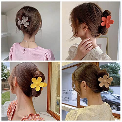 OWIIZI Hair Clip, Large Claw Clips for Thick Hair, Non-Slip Cute Flower Matte Big Hair Clips, Strong Hold Barrette Jumbo Hair Clips for Women, 6 Pieces Set | 2 Styles Hair Accessories,3pcs Matte Cute Flower Claw Clips,3pcs Big Hair Clips,Non-Slip,Strong H