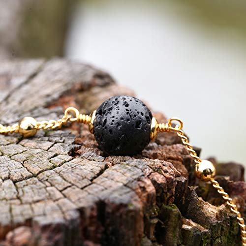 Aobei Pearl 18K Gold Plated Paperclip Chain Choker Satellite Chain Freshwater Cultured Biwa Pearl Pendant Necklace Dainty Turquoise Jewelry for Women - color: Lava Bead