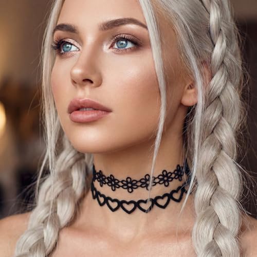 Gothic Choker Necklace for Women Black Choker Necklace Lace Chokers 90s Outfits for Women