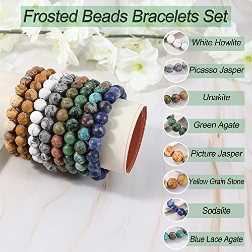 Bivei Natural Crystals Gemstone Healing Stretchy Round Beaded Bracelet | 8MM Semi Precious Beads Bracelet, Handmade Spiritual Jewelry Gift for Women Men,Enhance Positive Energy - color: 8mm Wood Grain Jasper & Picture Jasper (Creativity), size: Medium: 6.
