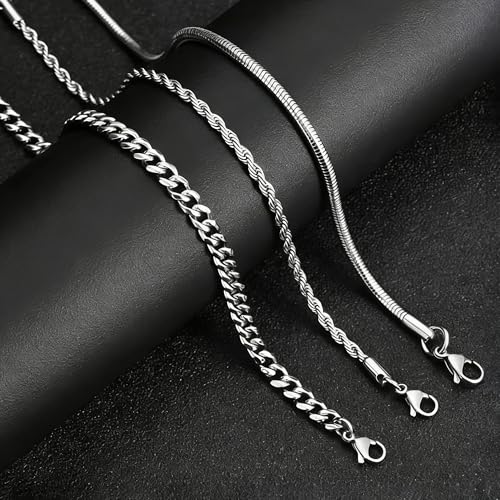 Mens Bracelet - Dainty Gold/Silver Chain Bracelet Stack 14K Gold Plated Silver Bracelets for Men Stainless Steel Adjustable Cross Charm Cuban Link Bracelet Snake Jewelry Set to Men Dad Birthday Day - color: S2, size: 8+2 Inch