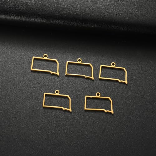 kkjoy 5Pcs Hollow Continents Maps of USA Pendant Charms for Jewelry Making and Crafting, Stainless Steel Mini Charm Craft Supplies Accessories for DIY Bracelet Necklace Earrings - color: Hollow South Dakota Map - Gold