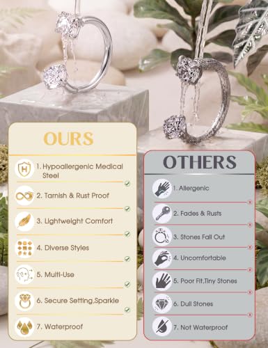 JeryWe Nose Rings for Women - 14K Gold Filled Hypoallergenic Surgical Steel Nose Ring Hoops CZ Lip Ring Screw L Shaped Studs Threadless Flat Back Stud Nose Piercings Jewelry for Women Men - style: Steel-Horseshoe