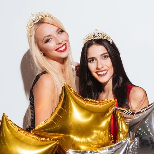 TAROSE Tiaras for Women, Birthday Crown and Sash for Girls | Birthday Sash Sunglasses Outfit, Birthday Gift for Women Girls, Goddess Crown Bride/Halloween/Prom/Party/Costume - color: 1 B. Gold+white