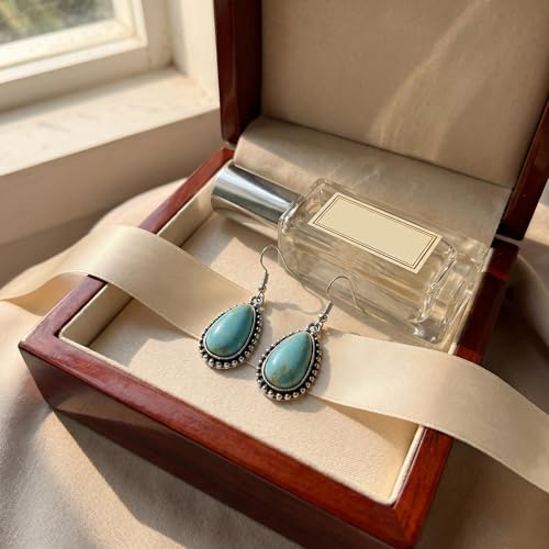 Turquoise Earrings for Women,Small Dangle Earrings,Boho Turquoise Earring with Teardrop Dangle Western Accessories - color: Gold 2