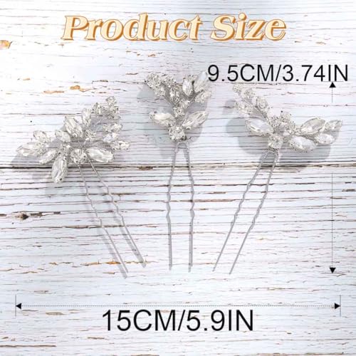 JAKAWIN Bridal Hair Pins Silver Rhinestone Wedding Hair Accessories Crystal Hair Jewelry for Women HP130 (Silver) - color: 1 Silver