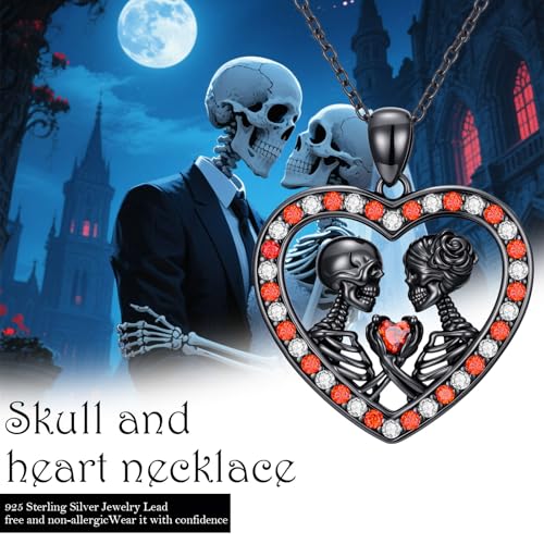 Sterling Silver Halloween Necklace Gothic Jewelry Gifts for Women Men - style: Skeleton-Black A