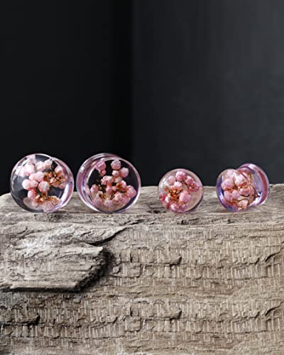 Flower Ear Plugs 2PCS 2g-1'' Double Fleur Planche Resin Plugs for Ear Body Piercing