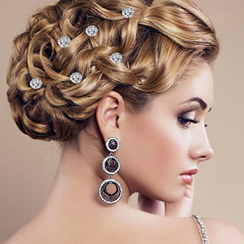 50 Pieces Crystal Twisters Spiral Set Bridal Rhinestone Gems Hair Pins Silver Coil Hair Gems Hair Clips for Wedding Party Prom with Clear Box for Women Girls Party Gift(Diamond Style) - color: Diamond