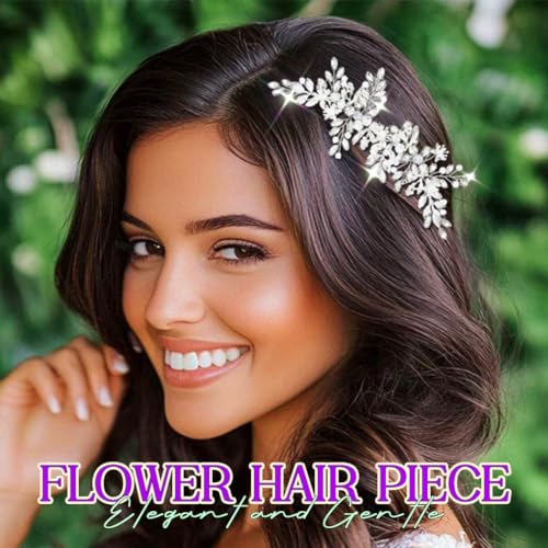 Evild Wedding Hair Clips Silver Rhinestone Bridal Headpiece Prom Hair Accessories for Women - color: Silver