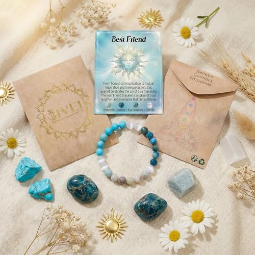 Bivei Protection Crystal Healing Bracelet | 8MM Strength Bracelet Spiritual Stretch Beaded Jewelry for Women Men Gift - color: Best Friend, size: Medium 6.8-7.3 inch