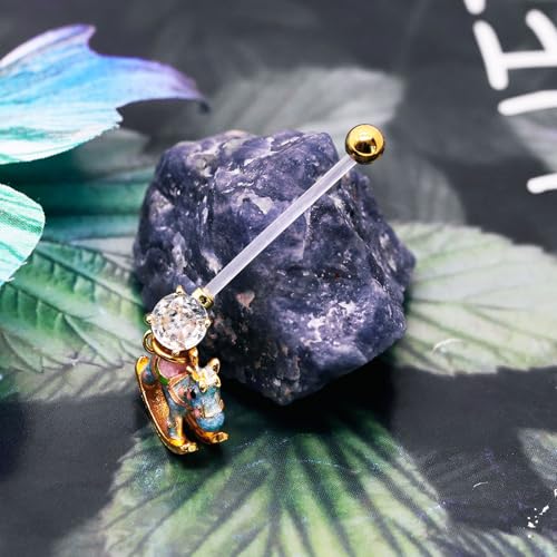 14G Flexible Clear Acrylic Pregnancy Belly Button Ring Flower,letter Dangle Pregnancy Maternity Belly Rings - color: blue moon
