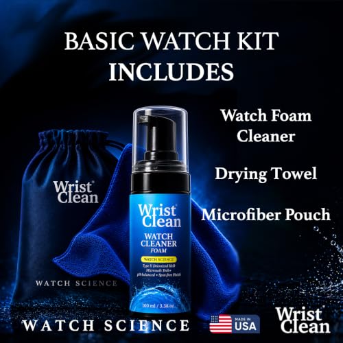 Basic Watch Cleaning Kit | Science Formulation for Safe & Gentle Cleaning | (1x) Watch Cleaner Foam 100ML, (1x) Drying Towel 11.5" x 11.5", (1x) Microfiber Pouch | USA Made (3 piece Set) | Rejuvenates Your Watch and Maintains Your Investment