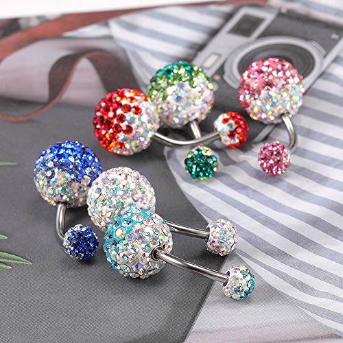 ZS Pretty Belly Button Ring with Gradual Color Crystal Fervid Ball Navel Ring for Women - color: AB White