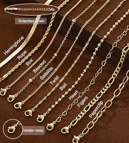 10 Pcs Gold Bracelets for Women, 14K Gold Plated Stackable Cuban Link Paperclip Chain Bracelet Set, Dainty Gold Bracelets Stack Jewelry - color: Gold