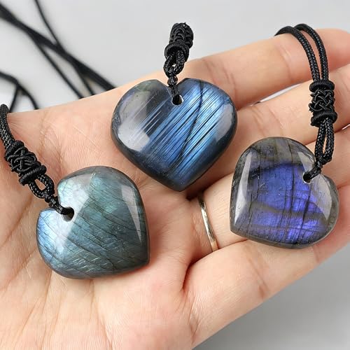 Anjiucc Natural Gemstone Tree of Life Black Obsidian/Golden Obsidian Pendant Necklace for Male and Female Necklace - color: Heart-Shaped
