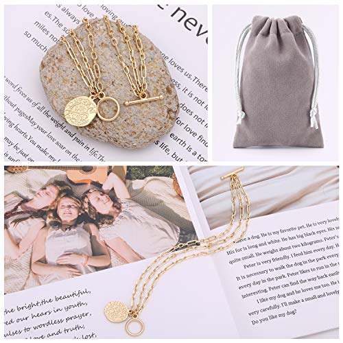PEARLADA 18k Gold Plated Chain Layerd Bracelet Coin Charm Toggle Bracelet Trendy Cubic Zirconia Jewelry - color: 1. Tripple strand cross