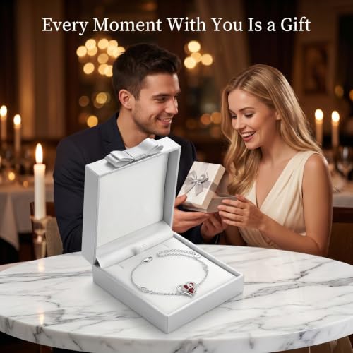 Initial Bracelet for Women 925 Sterling Silver Heart Angel Wings Initial Bracelet Anniversary Birthday Mothers Day Jewelry for Mom Her Wife - color: B
