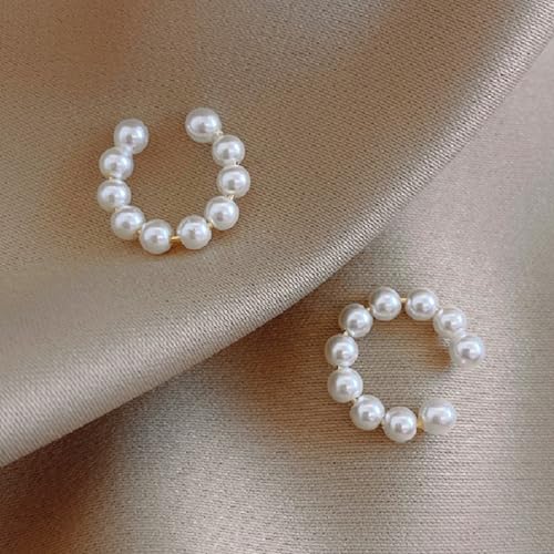 Pearl Earrings for Women Clip On Earrings Women Non Pierced Dainty Pearl Ear Cuffs Elegant Wrap Around Clip Trendy Jewelry Gifts