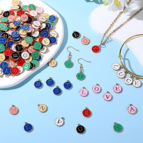 Bucherry 208 Pcs Letter Metal Charms for Jewelry Making Mix Initial Double Side Charms for DIY Bracelet Necklace Making - color: Dark Pink, style: Letter