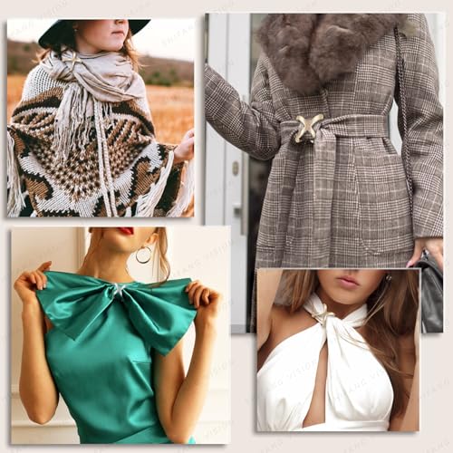 SYWDUDUCLT Scarf Ring for Women's Shawl, Silk Neckerchief, Tshirt, Gold/Sivler, S/M/L, 2 Pcs - style: Modern-L