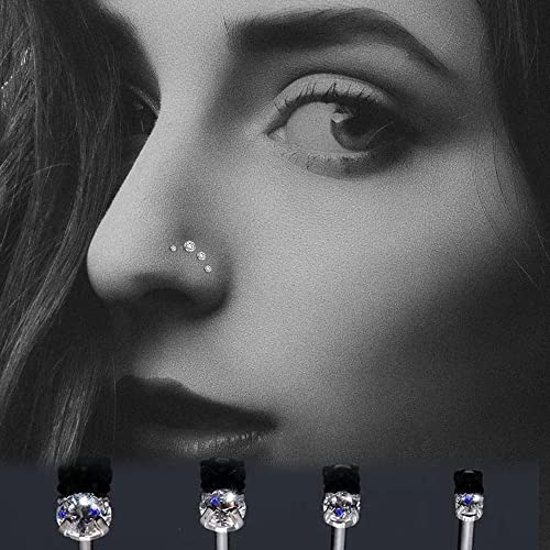 Nose Rings & Studs - 18g, 20g, 22g 14K Gold Bone Nose Studs for Women in Titanium Steel - color: 18g 8pcs Silver Screw Shaped 316L Surgical Steel