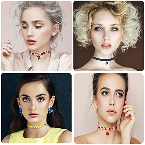 K&Q 30PCS Black Classic Gothic lace Velvet Pendant Necklace Chain Henna Chokers Necklaces Stretch Elastic for Women and teenagers
