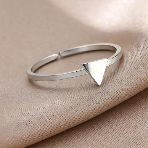 Sun and Moon Rings Stainless Steel Crescent Sun Rings for Women Gold Open Ring Middle Index Finger Jewelry Gift - color: D-Silver Triangle