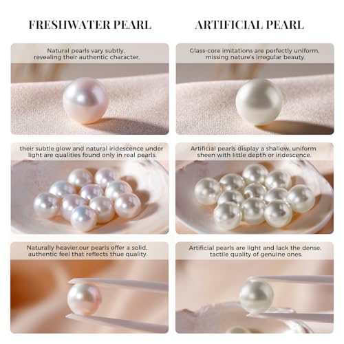 EAMTI Pearl Earrings for Women 925 Sterling Silver Freshwater Cultured Pearl Dangle Drop Earrings Hook Earrings Hypoallergenic - color: Rice Pearl-Silver