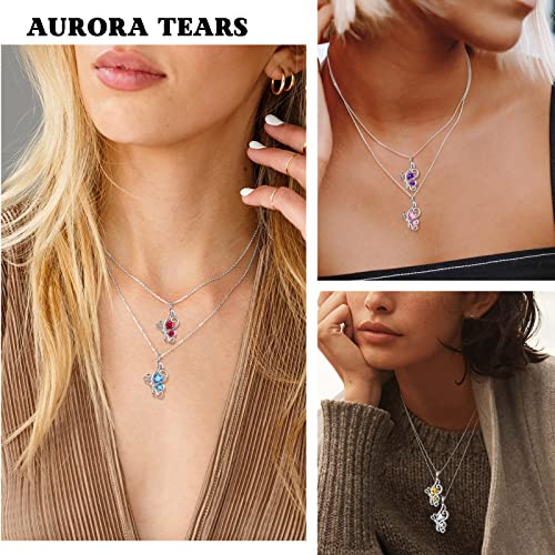 Butterfly Heart Necklace Birthstone Pendant Necklace Earrings Bracelet Women 925 Sterling Silver Animal Butterflies Birthstone Pendant Crystal Birthday Jewelry Wedding Gift - color: A.January-necklace