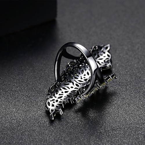 18K Gold Plated Rings for Women and Teen Girls Non Tarnish Cubic Zirconia Fidget Ring Butterfly/Snake/Mesh/Cross/Crown Knuckle Ring Open Adjustable Statement Stacking Chunky Rings - color: Black Magic