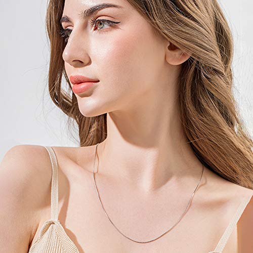 925 Sterling Silver Chain Necklace for Women 0.8mm Box Chain, Italian Necklace Chain, Super Strong & Thin & Long16/18/20/22/24 Inches - color: White Gold, size: 32 Inch