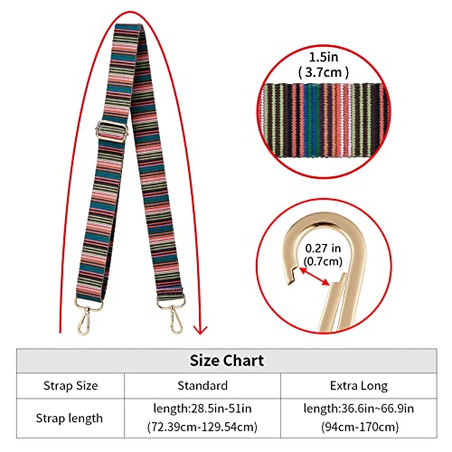 Wide Shoulder Strap Adjustable Replacement Belt Crossbody Canvas Bag Handbag - color: Color Bar, size: Wide: 1.4"(3.5cm)