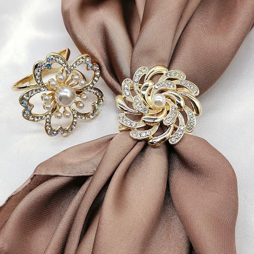 3pcs Elegant Rhinestone Daisy FLowers Scarf ring Buckle for Lady Heart Crystal Rhinestone Scarves Clip Buckle for women - color: Scarf clip K-2PCS