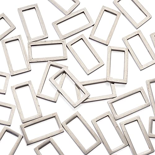 30Pcs Rectangle Linking Charms Hollow Frame Charms Stainless Steel Linking Rings Hollow Metal Pendant Frames Connectors for Earrings Bracelet Necklace Jewelry Making - color: Antique Silver