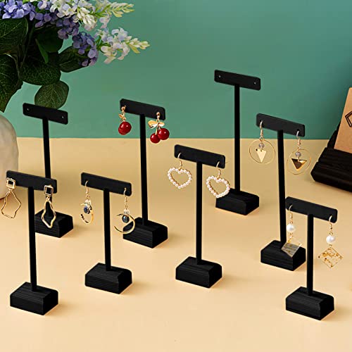 Marsui Earring Display Stands for Selling Set Wooden T Bar Jewelry Display Stand Holder for Necklaces Bracelet Showroom Trade - color: Black