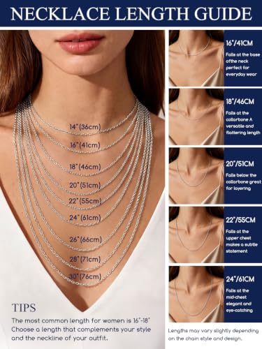 Suplight Stainless Steel Cable Chain Necklaces for Men Women 14K Gold/Black/Rose Gold Plated Cable Link Chains, 2mm Thin & Dainty & Sturdy Chains for Pendant 14"-30" Length