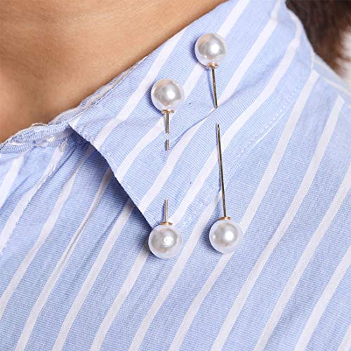 queenland Double Faux Pearl Brooch Pins Sweater Shawl Clip Dress Cardigan Collar Safety Pins