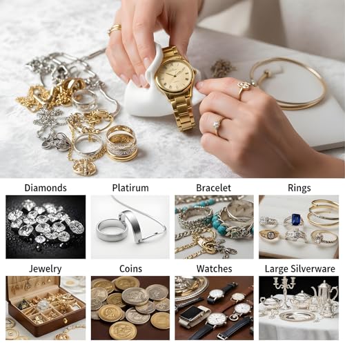 Jewelry Cleaning Cloth Silver Polishing Cloth Jewelry Silver Cleaning Kit with Ultra-Soft Brushes Polish Cloths Polishing for Clean Gold Diamonds Platinum Gemstones Coins Silverware 4pcs