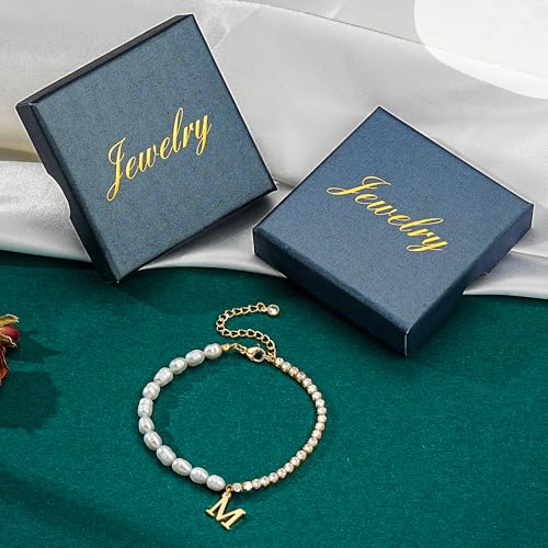 Ritach Gold Bracelets for Women Girls - 14K Gold Plated Freshwater Pearl Bracelet Dainty Gold Initial CZ Tennis Bracelets for Women Girls Pearl Jewelry Birthday Wedding Bridesmaid Gifts - style: C