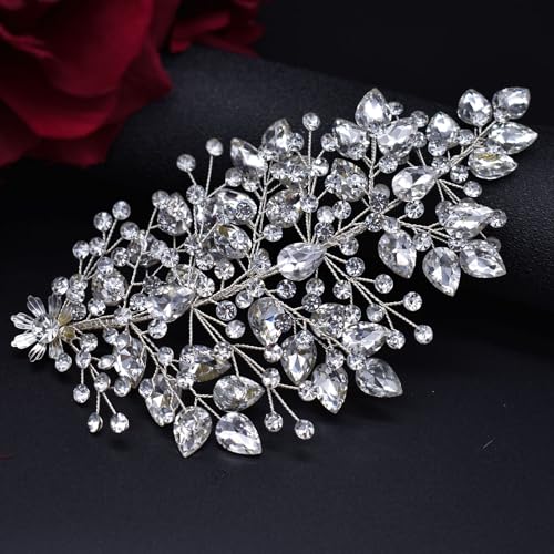 Wedding Hair Pieces for Brides, Rhinestone Bride Headpiece, Handmade Bridal Hair Accessories - color: Silver-O