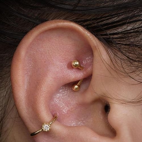 9PCS Gold Eyebrow Piercing Jewelry Titanium, Rook Jewelry Gold Surgical Steel Silver Eyebrow Rings for Women Men CZ Tiny Labret Lip Daith Navel Belly Button Helix Tragus Piercing Jewelry 16G 6mm/8mm/10mm - style: Eyebrow-6mm-9pcs