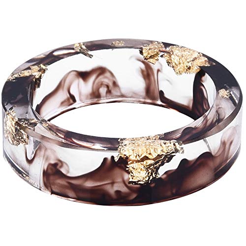 Jude Jewelers 8mm Ocean Style Transparent Plastic Resin Wedding Band Cocktail Party Ring - color: Brown