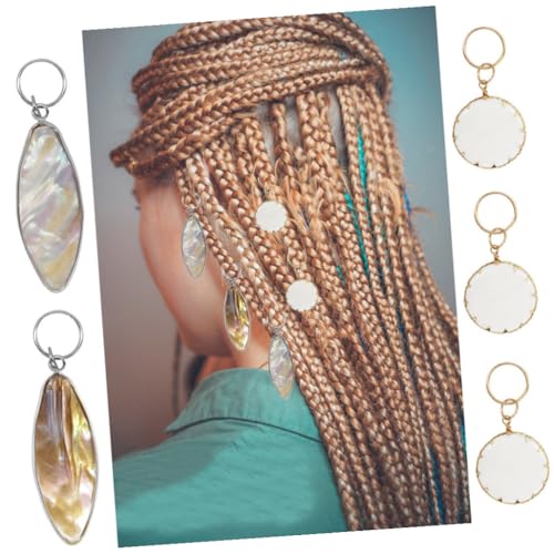 Beaupretty 5pcs Hair Braid Pendants and Dreadlock Rings Mixed Style Decorative Headdress with Ocean Shells Aluminum and Pearl Charms for Men and Women for Festivals and Parties