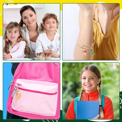 MARFOREVER 40 Pcs/20 Pairs Back to School Charms for Jewelry Making | Teacher Charms for Jewelry Making, First Day of School Enamel Pencil Book Blackboard Pendants, DIY Bracelet Necklace Earrings - style: School