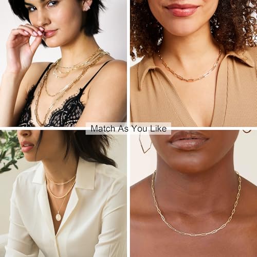 925 Sterling Silver Paperclip Chain 3mm 4mm 5mm 6mm 7mm Necklace for Women Men Diamond Cut Silver Necklace Chain 16-30 Inches - color: Gold, size: 22, style: 4mm