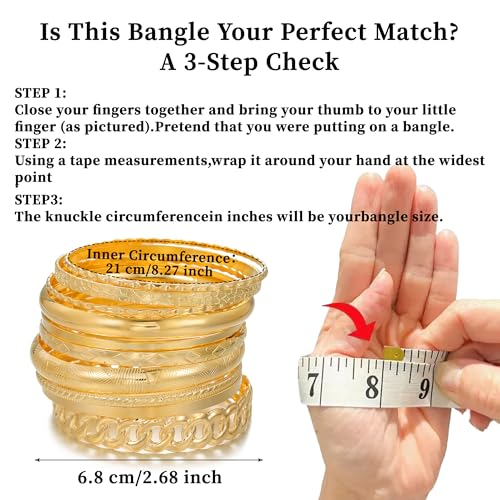Gold Bangles for Women, 12 Pcs Boho Stackable Bracelets Multi Layer Textured Chunky Bracelets Jewelry Set for Women - color: Style E- 10 pcs gold