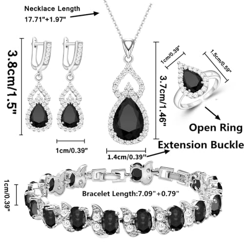 Wedding Jewelry Set for Women Gem Necklace Earrings Bracelet Luxury Jewelry Set Birthday Valentine's Day Mother's Day Christmas Prom Jewelry Gift - color: KKJ-4-Black