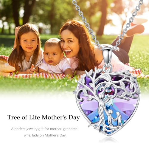 925 Sterling Silver Necklace Gifts for Women Crystal/Opal Jewelry Pendant Christmas Birthday Gift - style: 2 Children